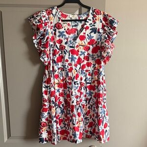 Entro Floral Ruffle Sleeve Dress
